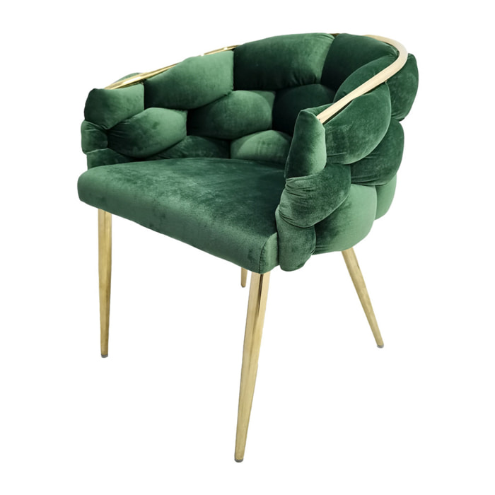 Set di 2 sedie Grace in velluto verde e oro