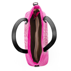 Fiesole bolso tote Mujer. Piel auténtica Gamuza Grabado Cocodrilo.