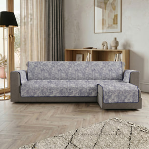 COPRIDIVANO GLAMOUR con Penisola DESTRA, Antiscivolo, Cotone+Microfibra+Fibre Varie, Made in Italy - BLU SCURO