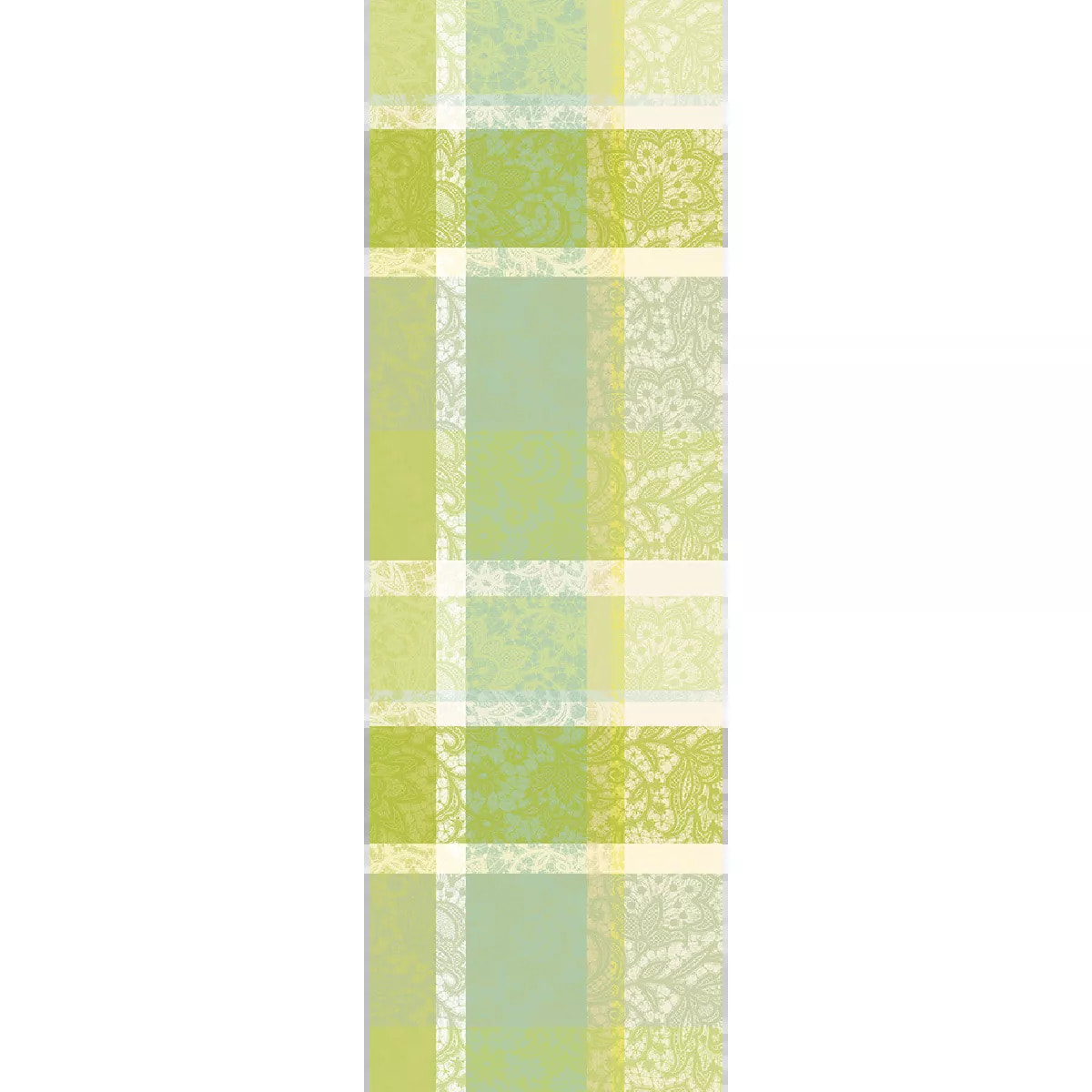 Chemin de table pur coton motif jacquard vert Mille dentelles prairie
