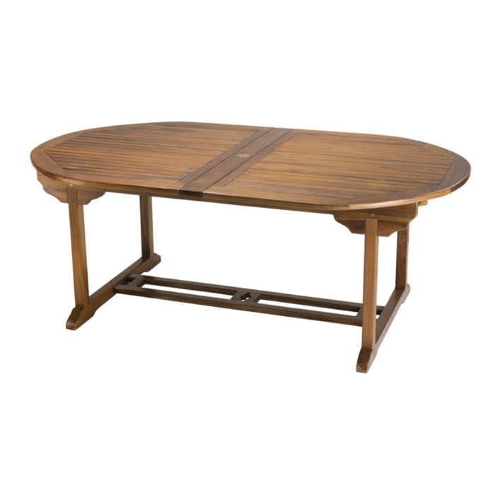MAEVA - Table de jardin 10/12 personnes - ovale double extension 200/300 x 120 cm en bois teck huilé