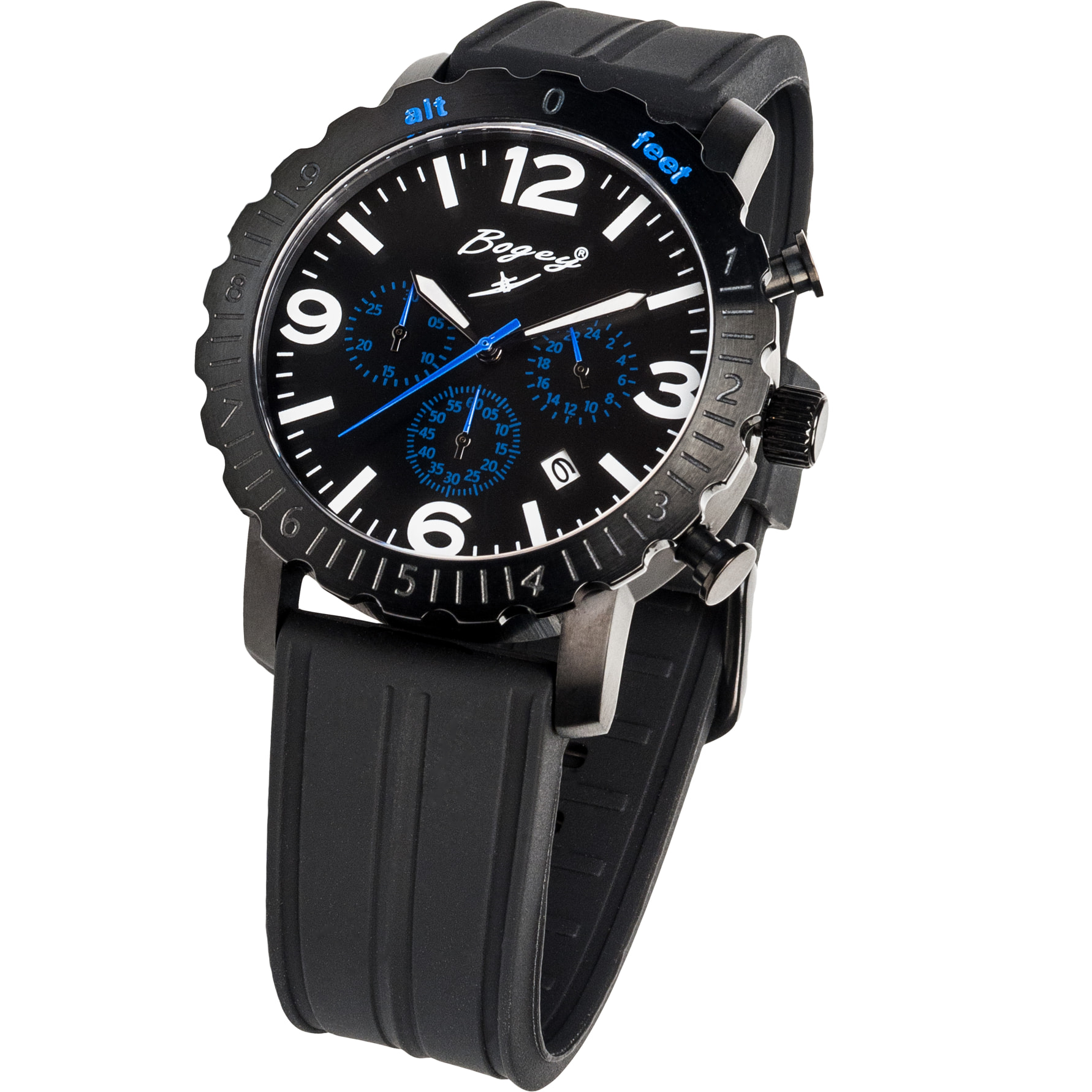 Reloj Bogey BSFS003BLBK Hombre Analogico Cuarzo con Correa de Caucho y nylon