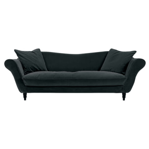 Canapé 3 pl ALBA 238 cm velours Noir - 100% déhoussable - Fab. France