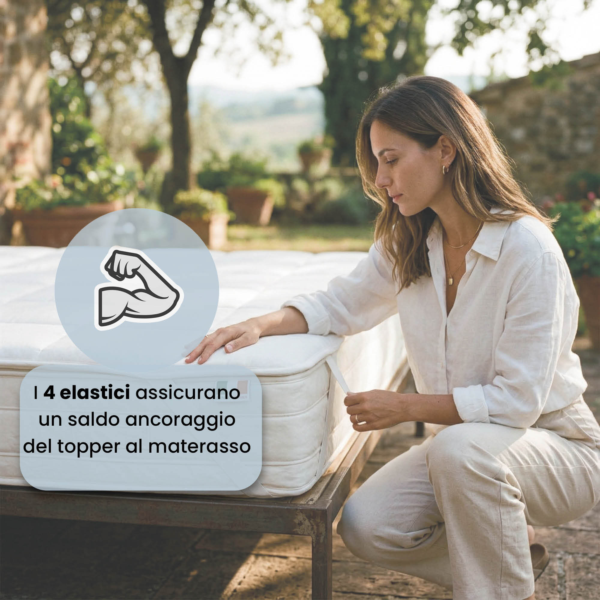 TOPPER ELEGANT TRAPUNTATO CON ELASTICI