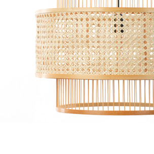 Suspension Bambou Naturel, 50x40 cm, Lumière Tamisée, Style Bohème