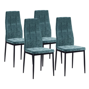 Set 4 sedie moderne in tessuto verde petrolio - Milano