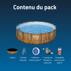 Bestway Piscine hors sol tubulaire ronde Bestway Power Steel Swim Vista 488 x 122 cm décor bois