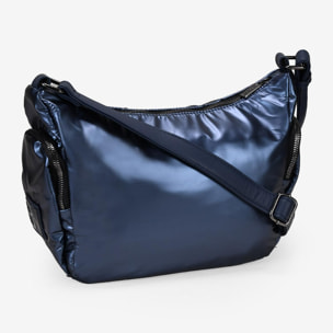 Bolso bandolera azul en nailon con cremallera