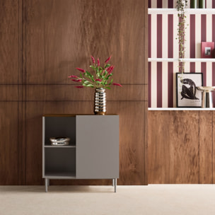 Buffet, meuble de rangement décor bois piétement métal 1 porte 80cm ASHTON