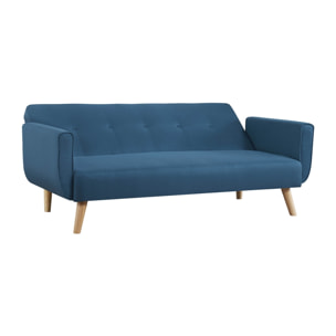 Canapé scandinave convertible 3 places en tissu bleu canard OLIVER