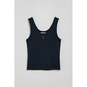 Camiseta azul marino de tirantes con bordado Rigby Go