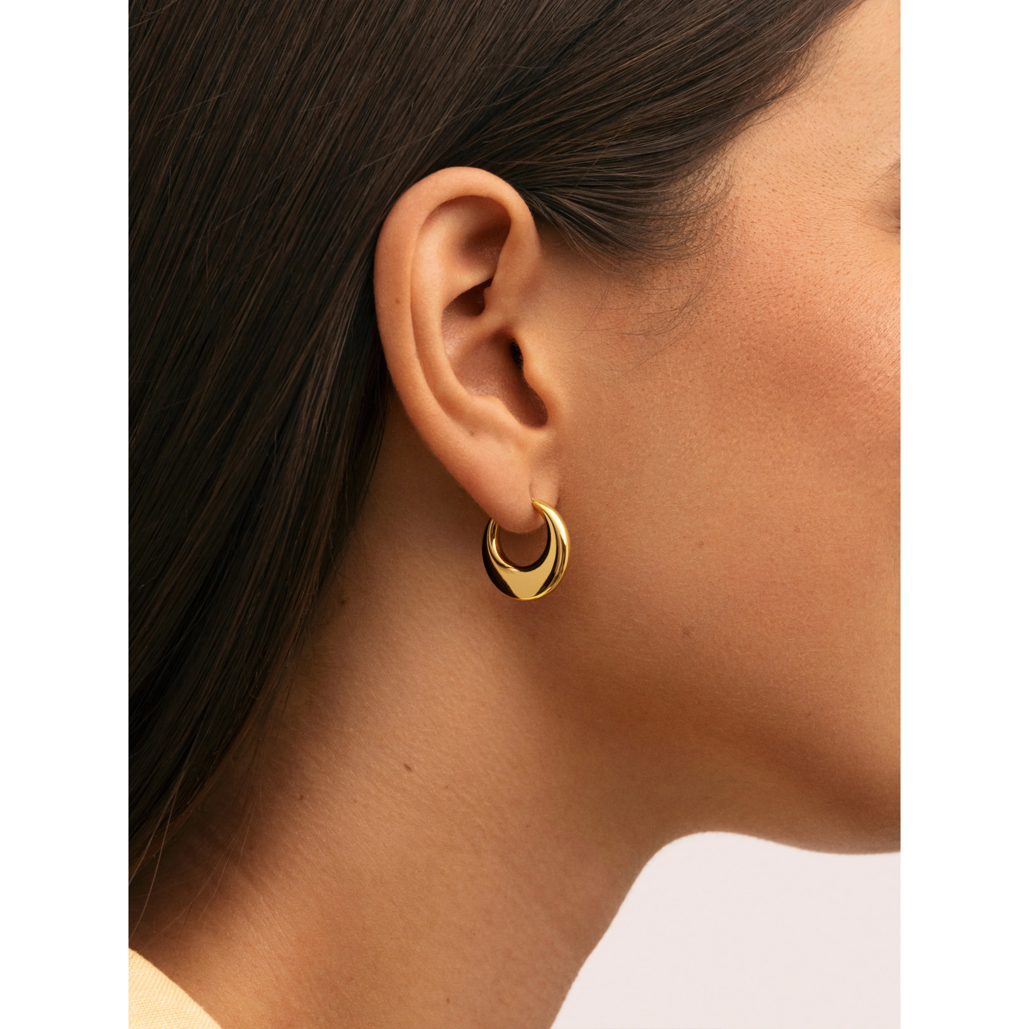 Pendientes Aro Lunette Acero Baño Oro