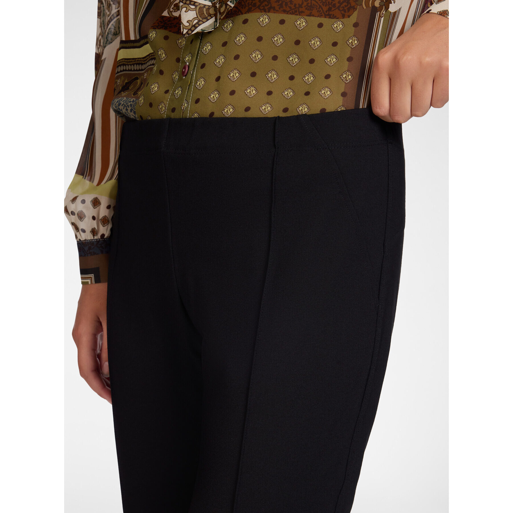 Elena Mirò - Pantaloni slim in punto milano - Nero