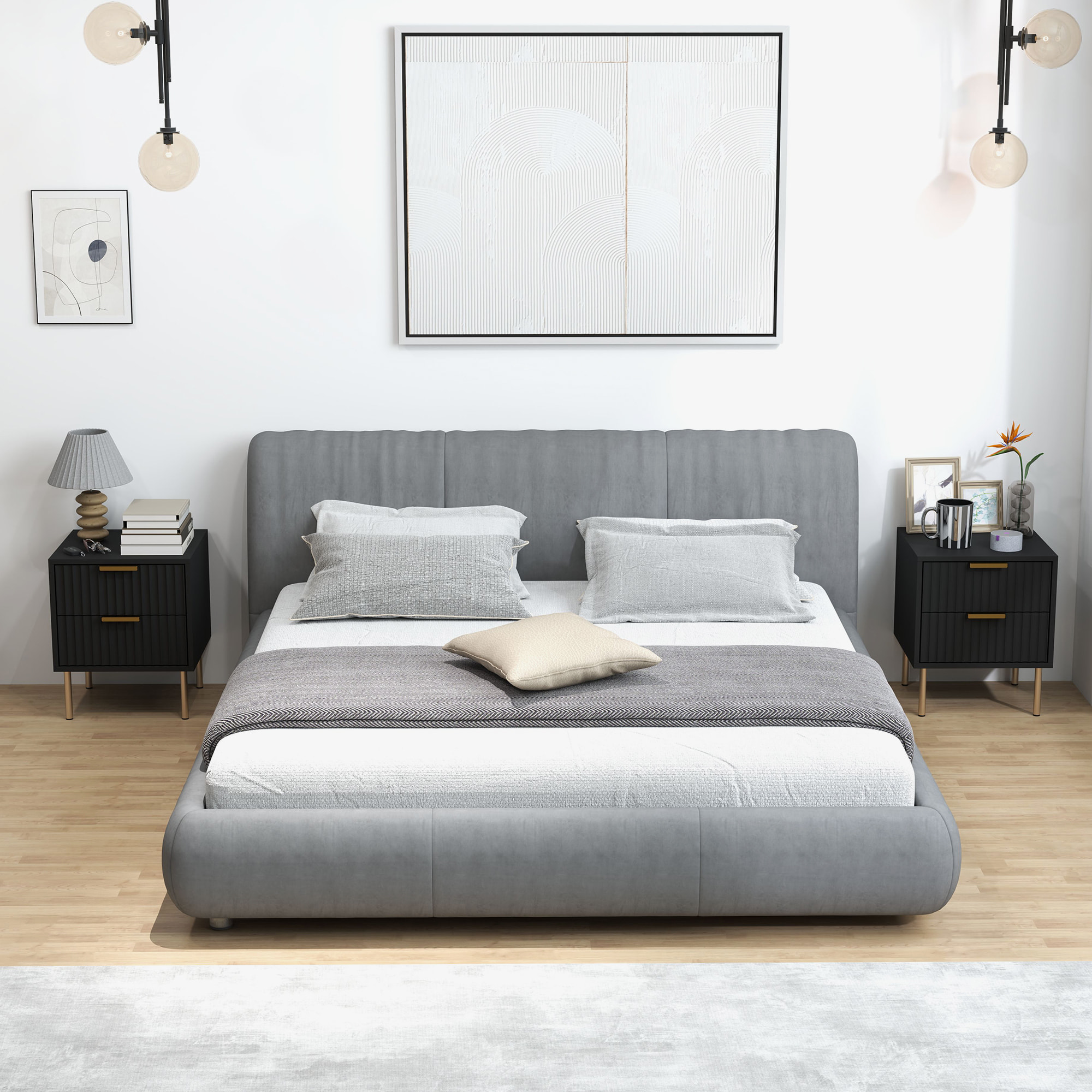 Chevet design contemporain 2 tiroirs effet cannelé coloris champagne doré noir