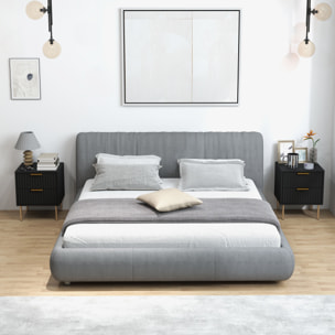 Chevet design contemporain 2 tiroirs effet cannelé coloris champagne doré noir