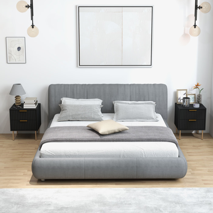 Chevet design contemporain 2 tiroirs effet cannelé coloris champagne doré noir