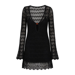 Vestido corto de punto calado