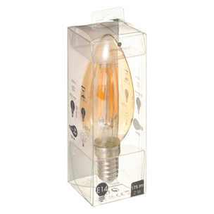 Ampoule LED "Flamme" ambrée - filament droit E14