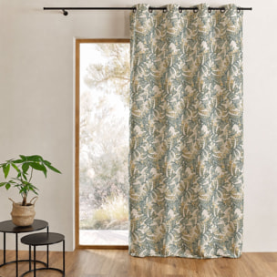 Rideau tamisant jacquard à motifs végétaux - Vert