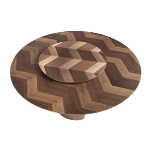 Mesa comedor Angel Cerdá redonda con tapa fija y estructura de madera chapada en nogal natural 150x150x76cm