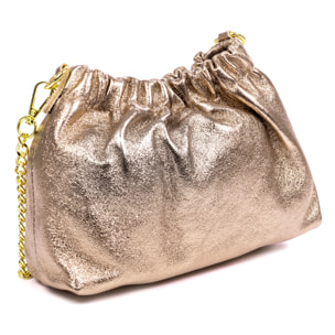 Ascea borsa a tracolla in pelle autentica laminata con tracolla in metallo