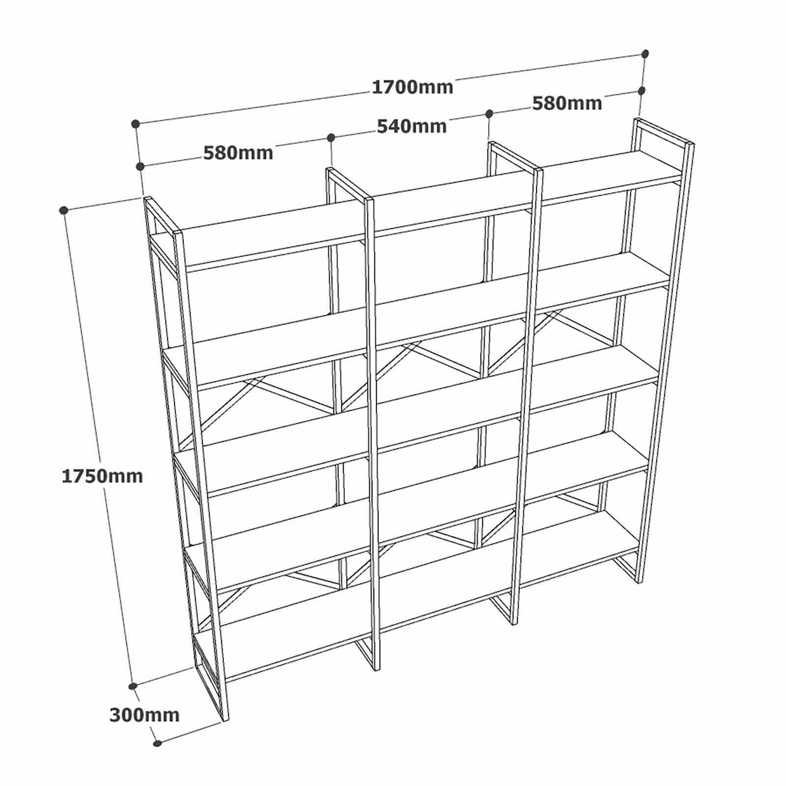 Libreria Dpezzott, Scaffale da ufficio, Mobile portalibri, Biblioteca, 170x30h175 cm, Quercia