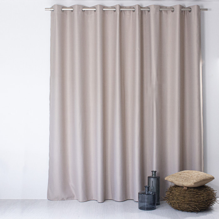 Rideau occultant fil noir en grande largeur - Naturel