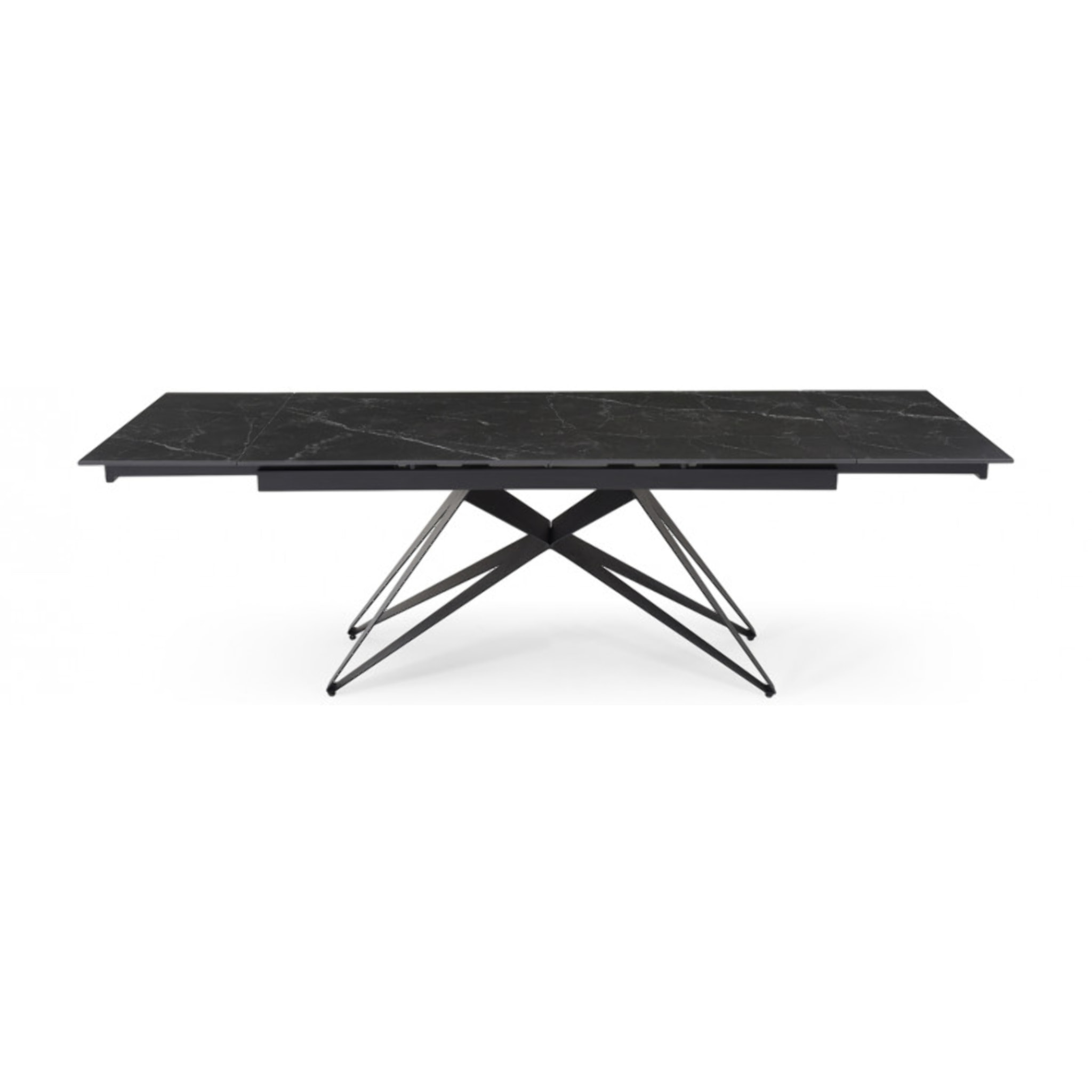 Table extensible en céramique marbré noir L160/240cm - 9 piètements - UNIK