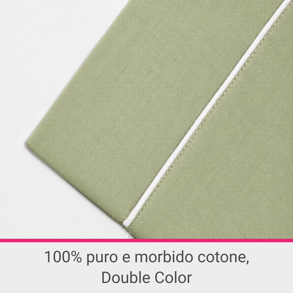 Parure Copripiumino Double-Color IPERSAN Puro Cotone Salvia/Panna