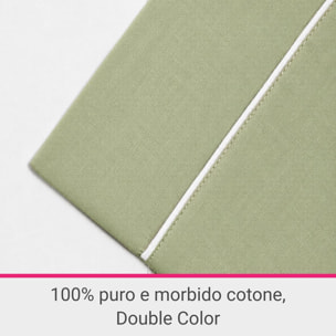 Parure Copripiumino Double-Color IPERSAN Puro Cotone Salvia/Panna