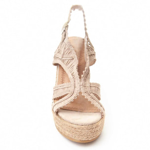 Sandalia de cuña 12 cm beige