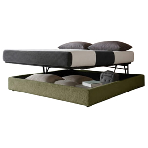 Lit coffre Parallèle | 3 Positions : Stocker, Faire Le lit, Repos | Espace de stockage jusqu'à 900 L | Bouclette | Vert