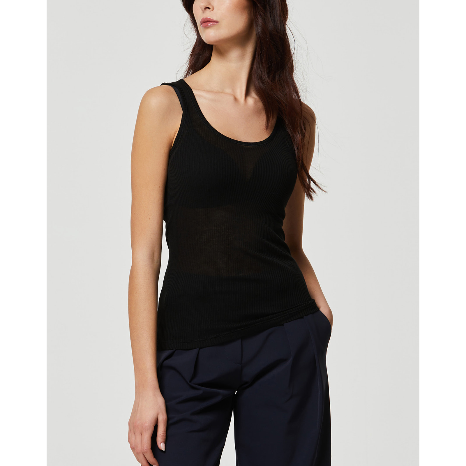 Canotta rib modal cashmere a costine