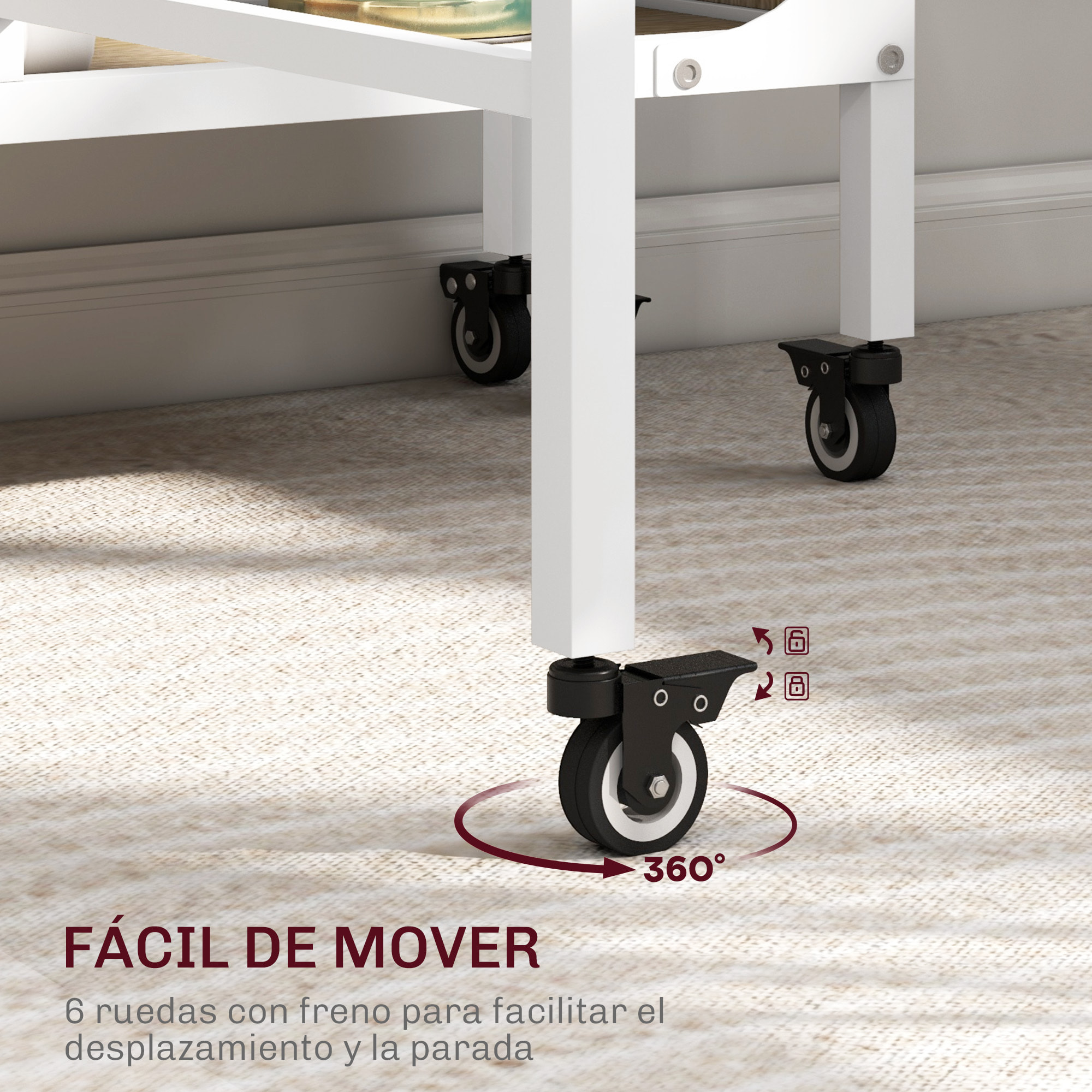 Mesa Plegable de Comedor Mesa de Cocina Plegable con Ruedas Alas Abatibles y Estante Mesa Plegable para Salón 130x80x74 cm Madera Natural