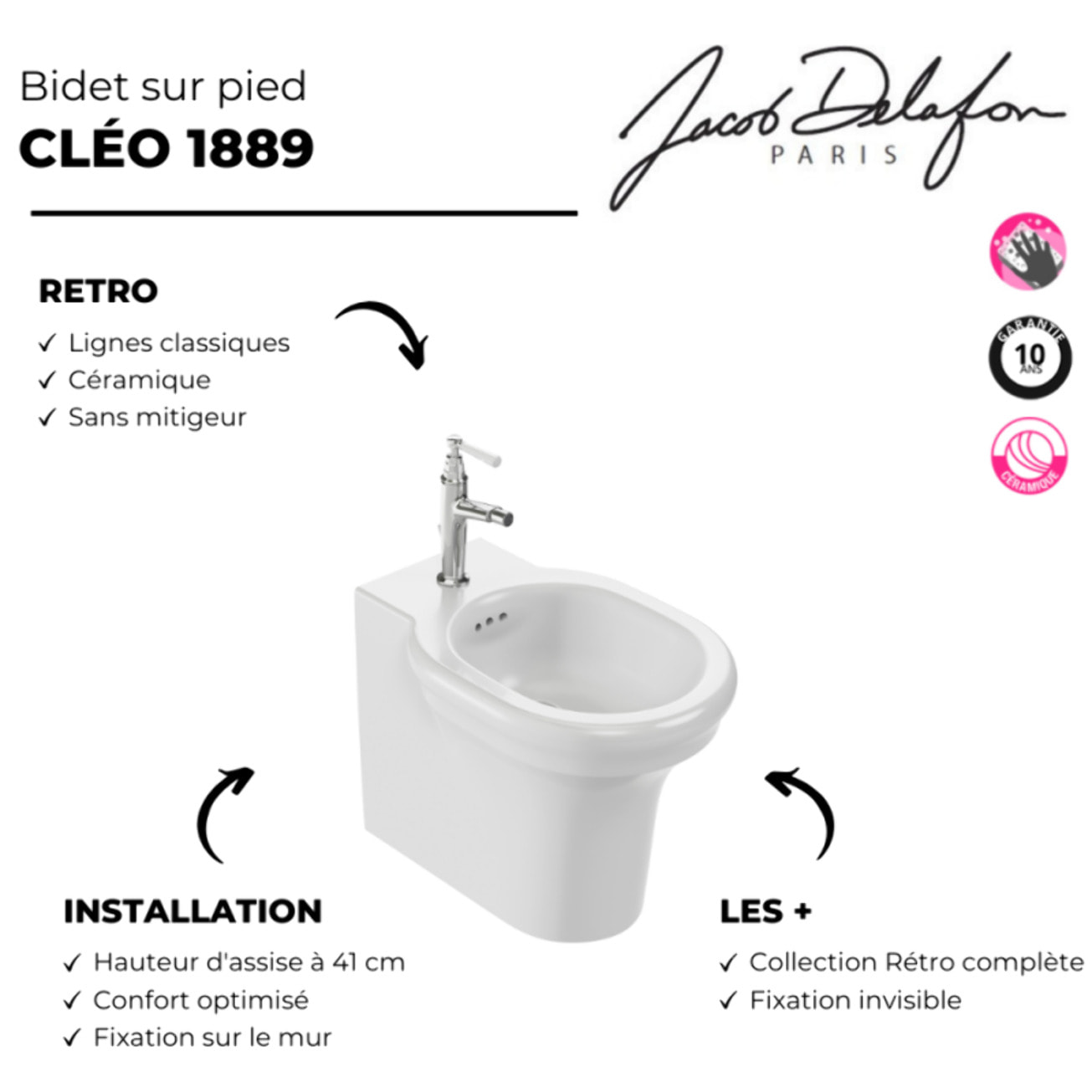 Bidet à poser au sol Cléo 1889 blanc