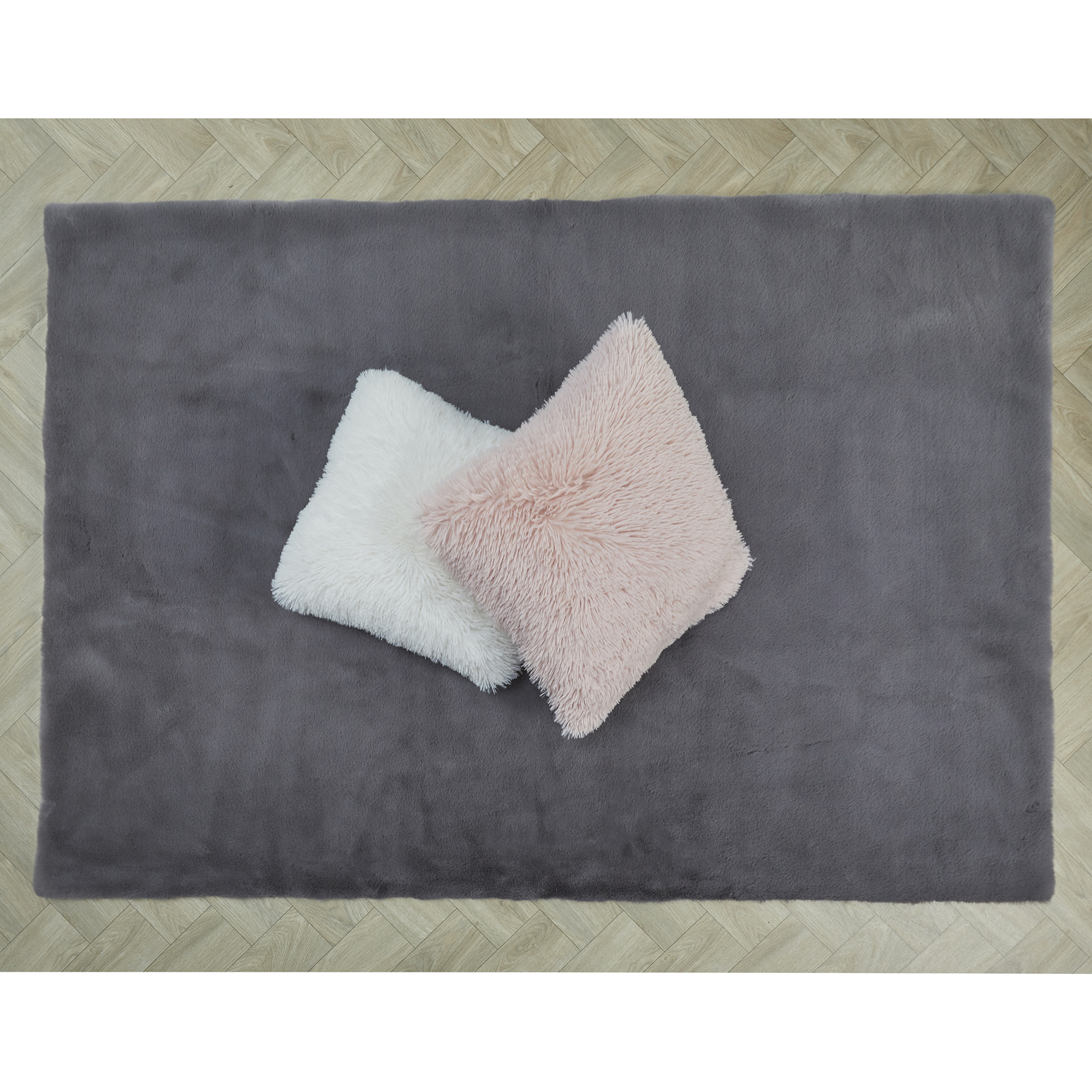 Tapis Imitation Fourrure Fin Gris 120x170cm