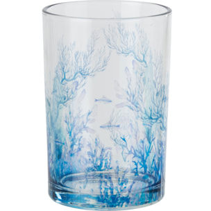 J-Line Photophore Corail - verre - bleu/transparent - large