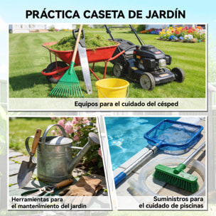 Caseta de Jardín Exterior 1,37 m², 163x90x179 cm, Cobertizo de Jardín Exterior Metálico con Puerta con Pestillo y Ranuras de Ventilación, para Almacenamiento de Herramientas, Verde