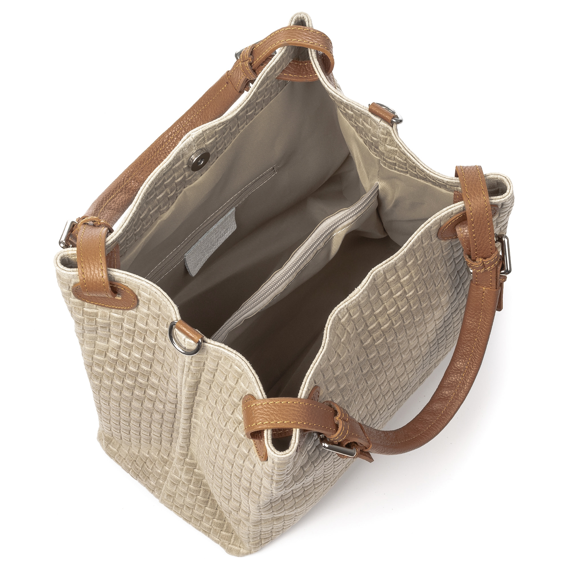 Emanuela Borsa tote Donna. Pelle autentica Camoscio Inciso Intrecciato.