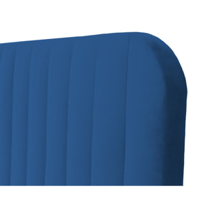 Stuart - lit coffre - 140x200 cm - sommier inclus - en velours - Bleu marine