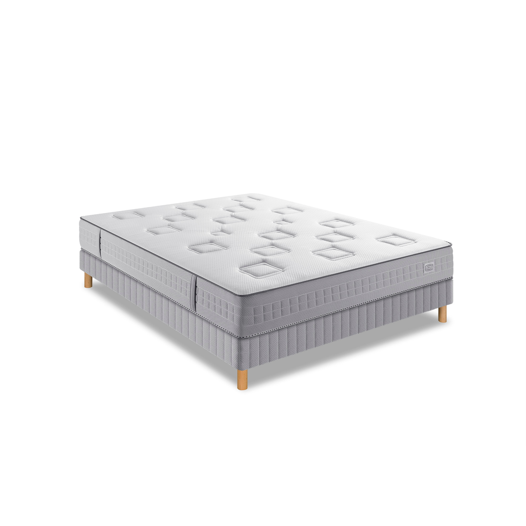 Ensemble CHALLENGE matelas H24 ressort ensachés, très ferme, sommier