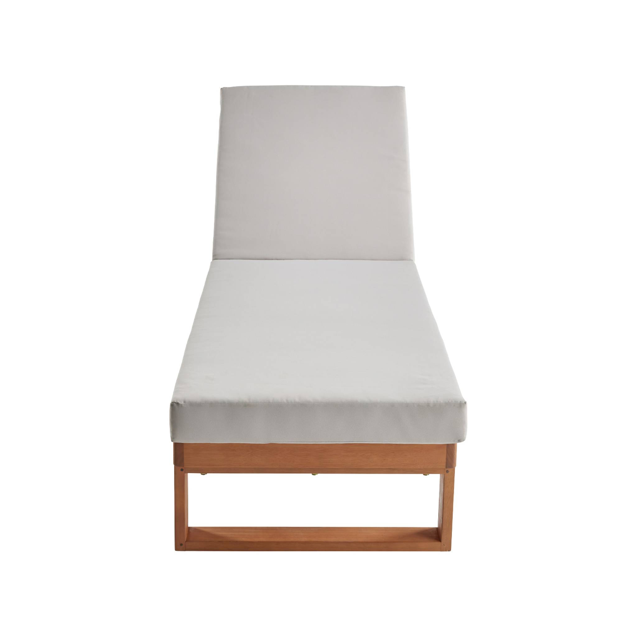 Bain de soleil en bois d'eucalyptus PAMPLONA. multi positions. toile en polyester beige. 204 x 63 x 11.5 cm