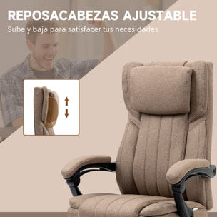 Silla de Oficina Giratoria con 6 Puntos de Masaje Vibratorio Silla de Escritorio Reclinable con Altura Ajustable Control Remoto Respaldo Alto y Reposacabezas 65x61x105-113 cm Marrón