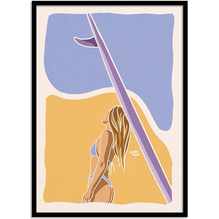 Affiche - Surfeuse Longboard - Art Rider