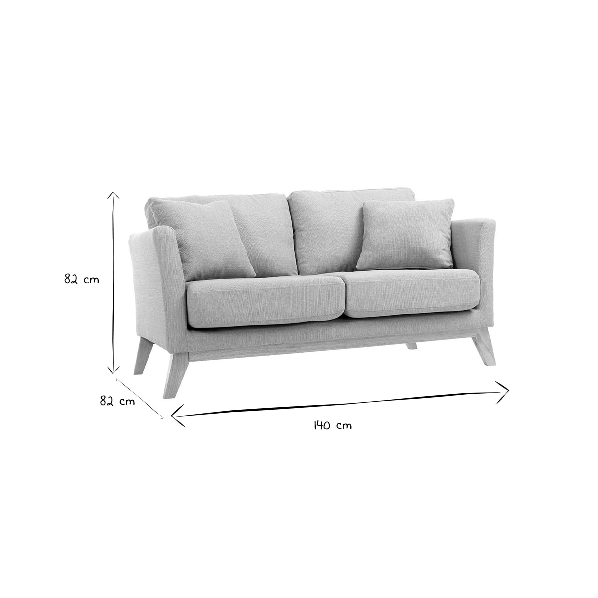 Canapé scandinave déhoussable 2 places en tissu vert lagon et bois clair OSLO