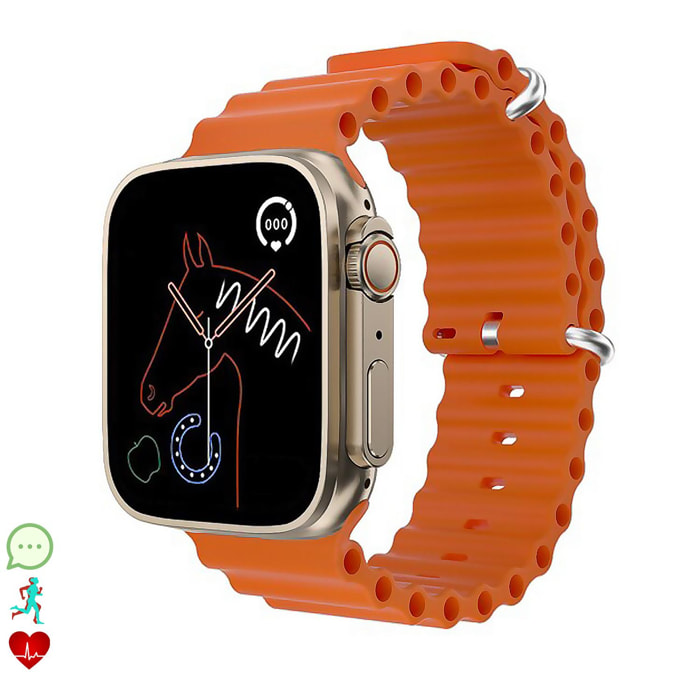 Smartwatch TRAIL S con misuratore di ossigeno nel sangue e tensione, notifiche app, schermo 1,83. Cinturino in fascia mare.