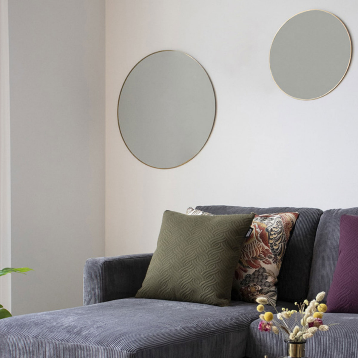 Jersey - Miroir rond en métal ø40cm : Couleur - Laiton.