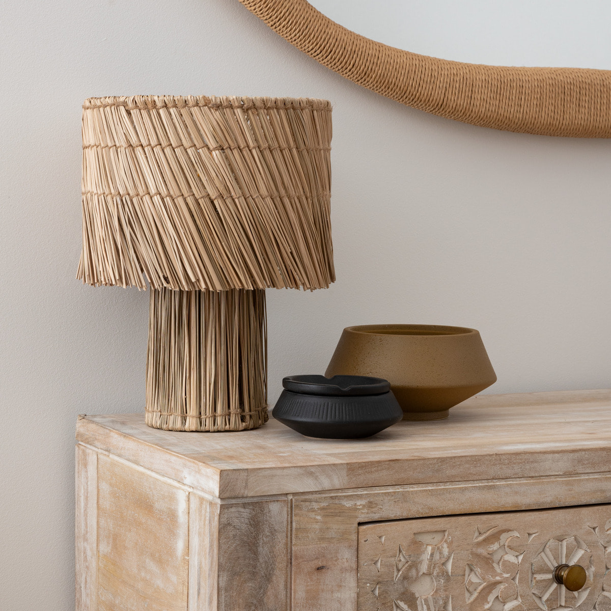 Lampe à poser Yoni roseau H34cm