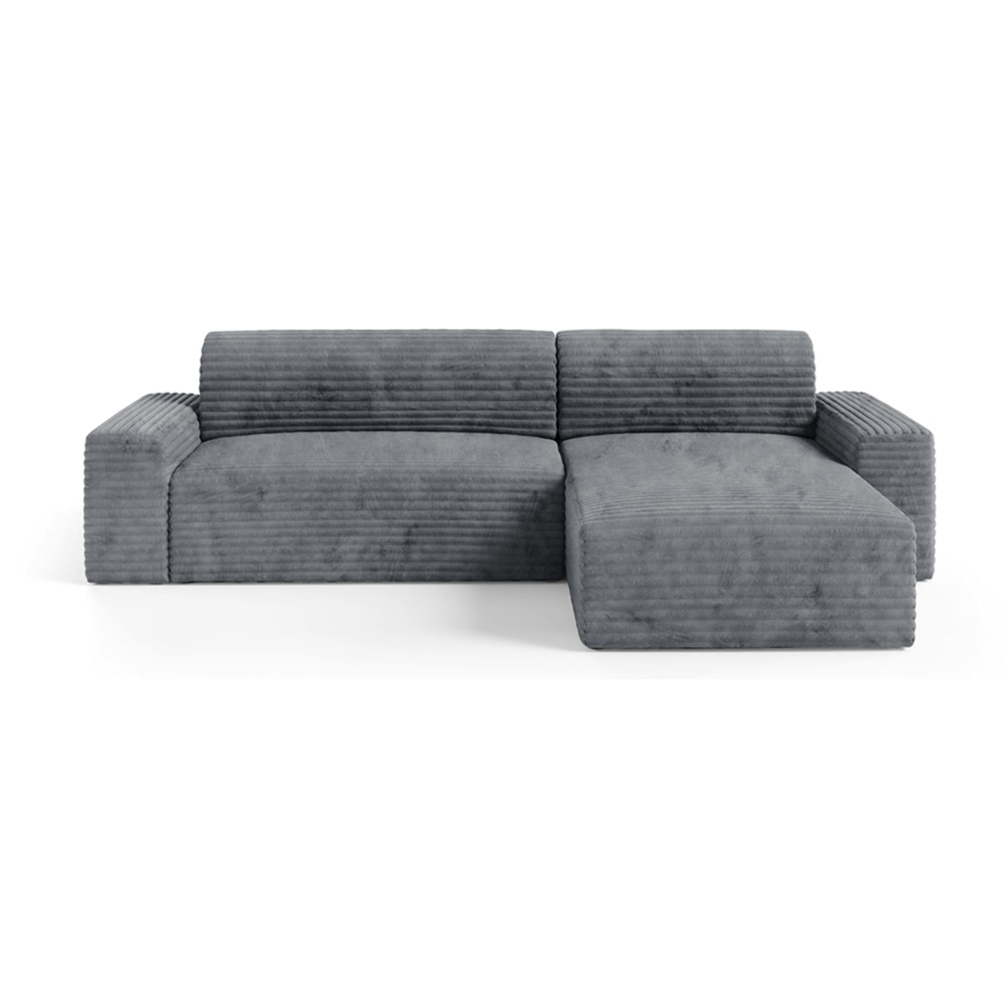 EDEN - Canapé d'angle convertible et réversible 4 places en côtelé gris