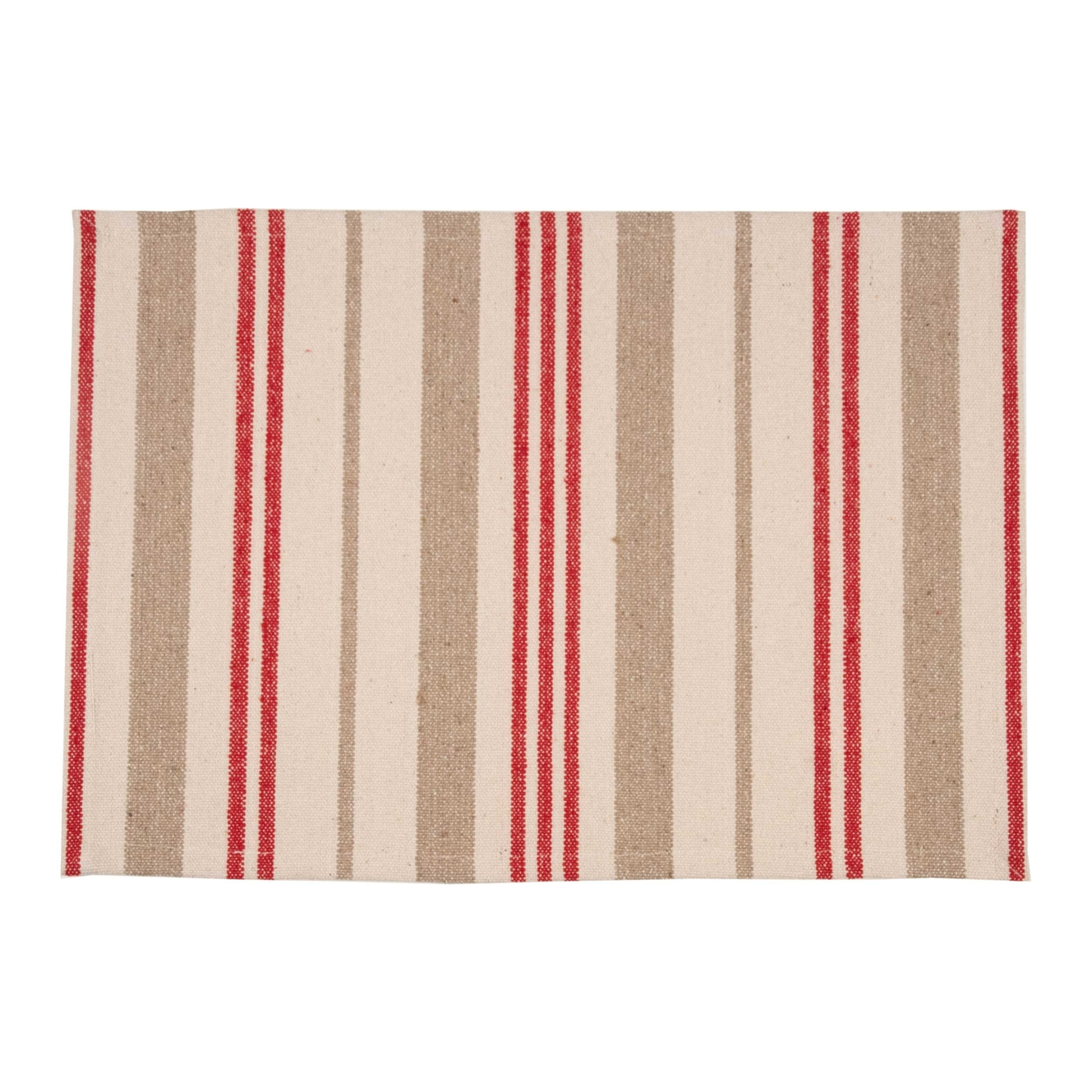 Set de table en coton épais rayures - Rouge